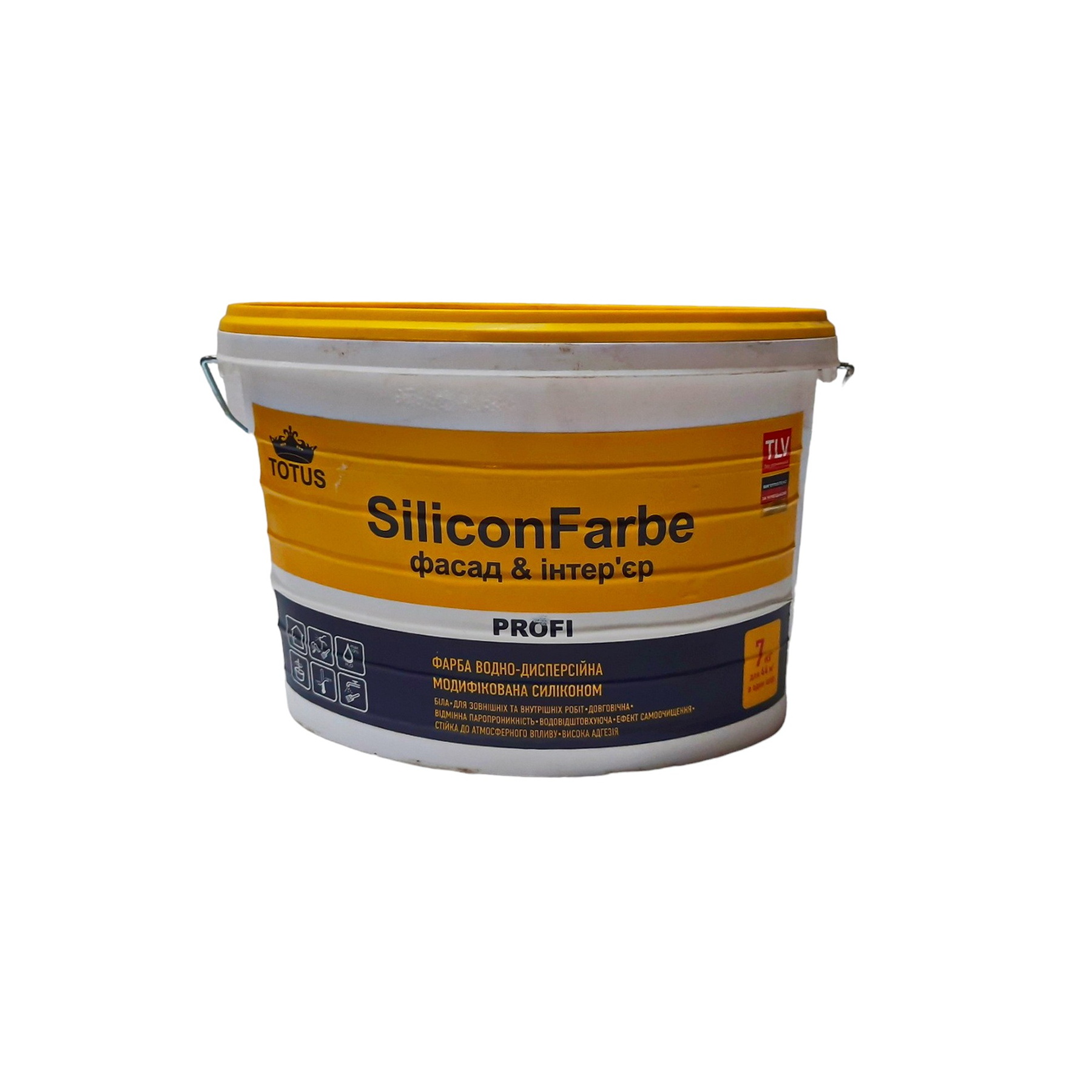 Фарба фасадна TOTUS Silikonofarbe сіліконова, акрилова, водоемульсійна, мат білий 7 кг